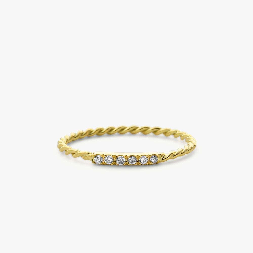 14K Gold Twisted Diamond Wedding Band