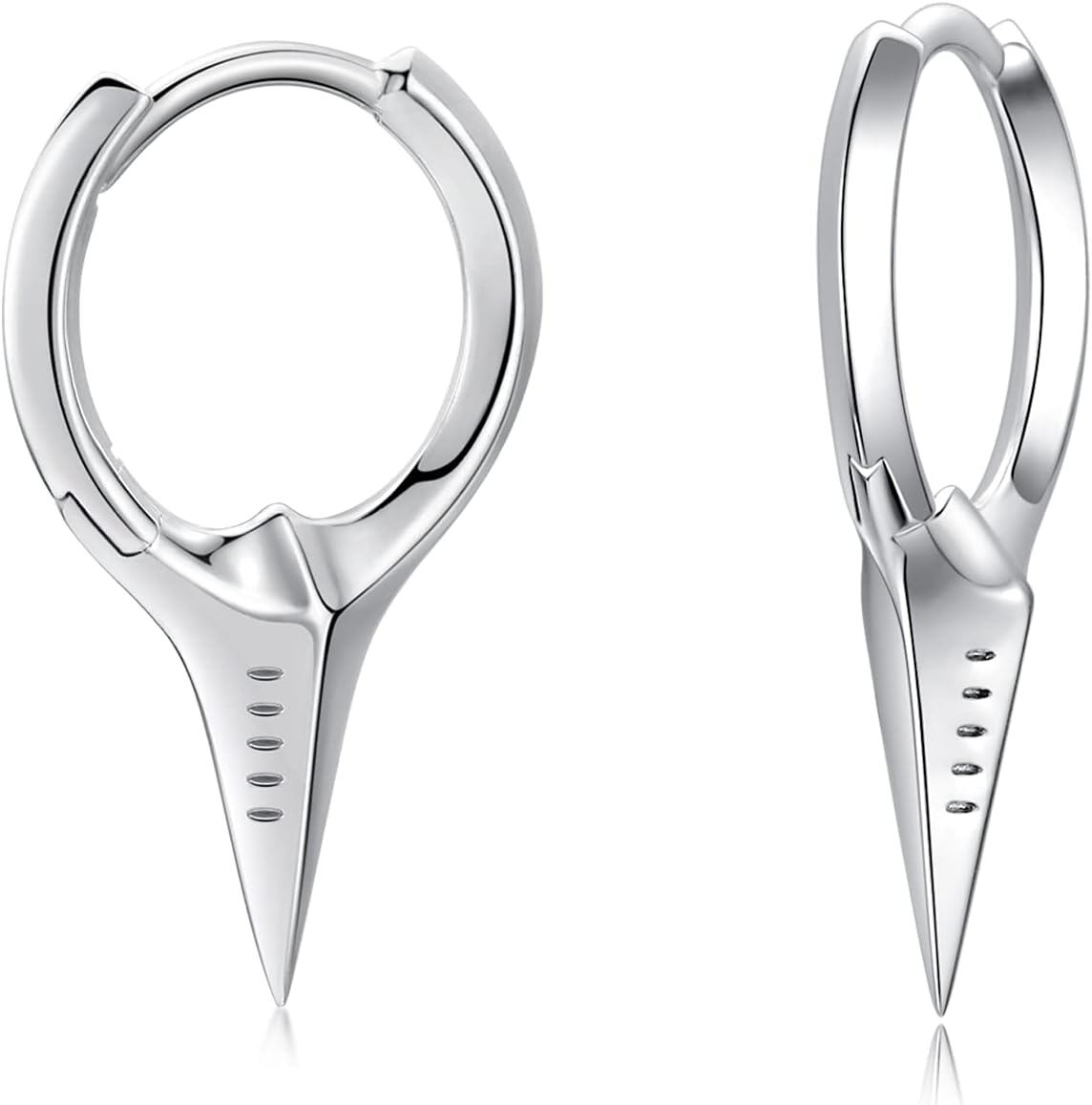 925 Sterling Silver Spiked Sword Cross Huggie Hoop Earrings Punk Style Jewellery