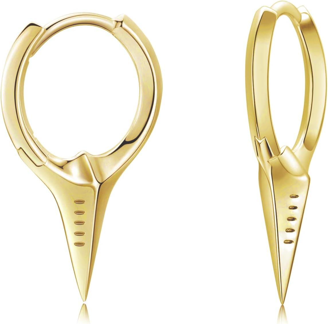 925 Sterling Silver Spiked Sword Cross Huggie Hoop Earrings Punk Style Jewellery