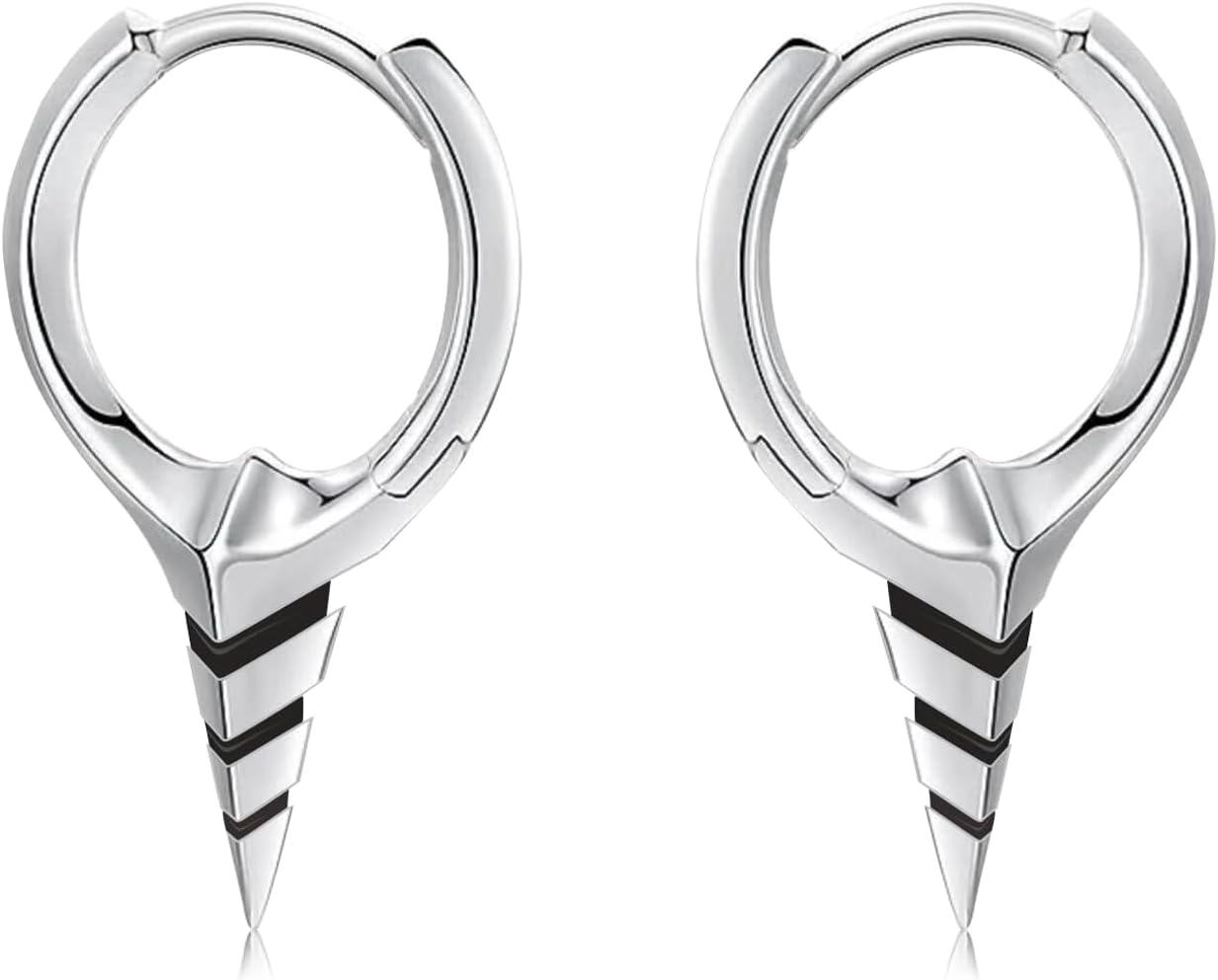 925 Sterling Silver Spiked Sword Cross Huggie Hoop Earrings Punk Style Jewellery