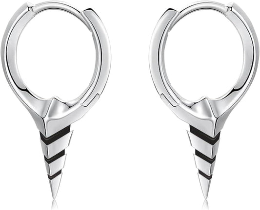 925 Sterling Silver Spiked Sword Cross Huggie Hoop Earrings Punk Style Jewellery