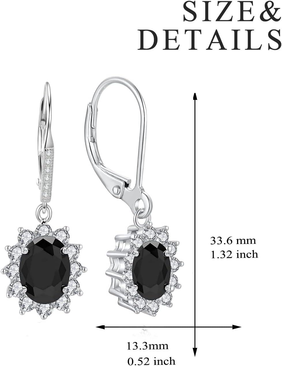 925 Sterling Silver Oval Cut Birthstone Dangle Leverback Earrings for Women Mom
