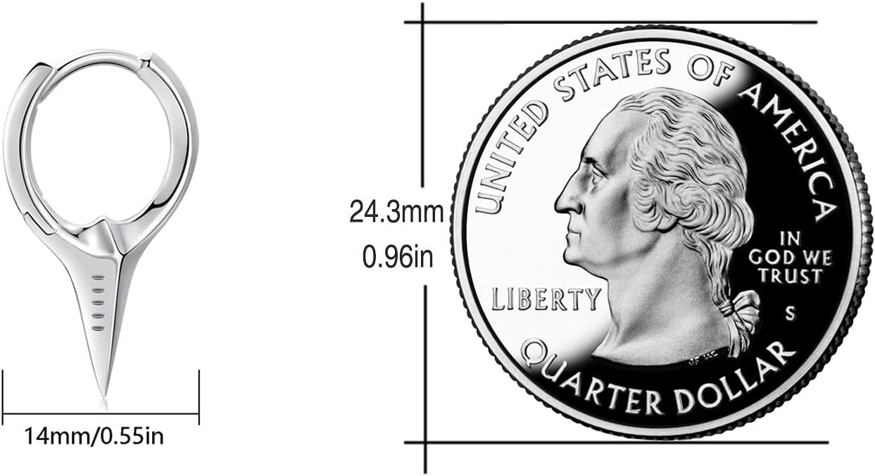 925 Sterling Silver Spiked Sword Cross Huggie Hoop Earrings Punk Style Jewellery