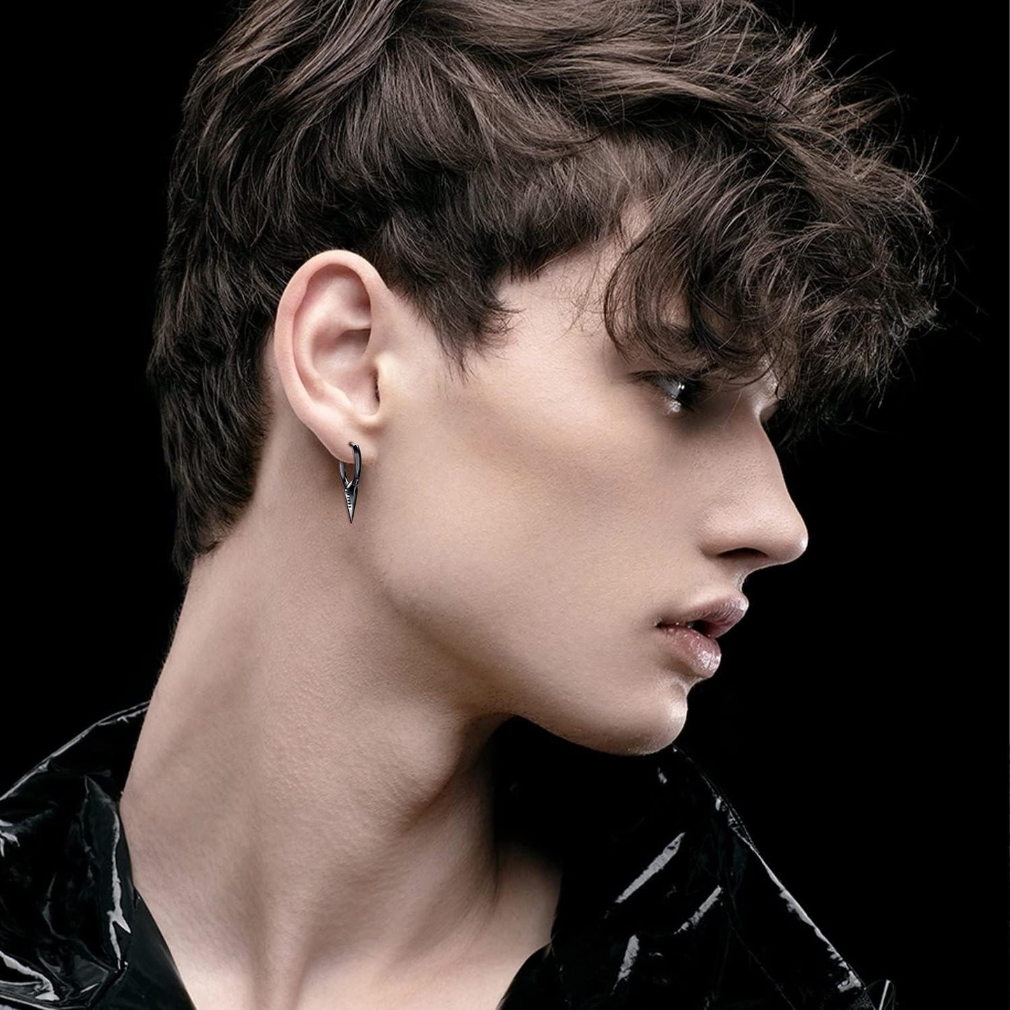 925 Sterling Silver Spiked Sword Cross Huggie Hoop Earrings Punk Style Jewellery