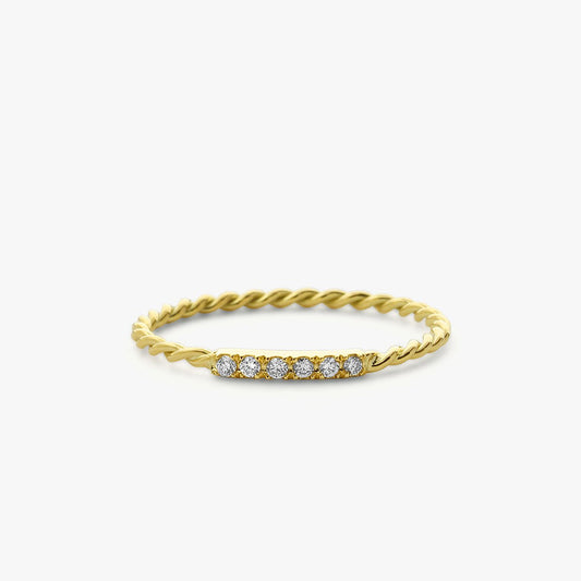 14K Gold Twisted Diamond Wedding Band